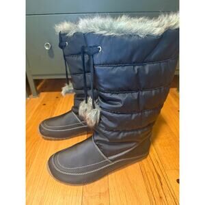NEW Sporto Black Quilted Insulated Tall Women's Snow Boots Sz 8.5